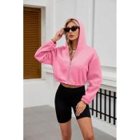Sudadera con capucha y cremallera para mujer, estilo holgado, corto y plano, a la moda - details 4