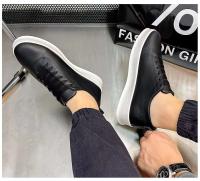 Moda al aire libre Pu cuero altura creciente zapatos corrientes casuales negros, zapatos deportivos para hombres - details 11