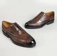 Hombres de cuero marrón de moda, zapatos de hombre transpirables de piel de vaca de capa superior, nuevo estilo cómodo, zapatos de patrón sólido de moda - details 13