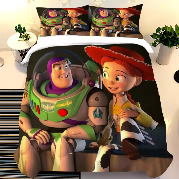 Cartoon Toy Story Juego de 3 piezas de ropa de cama con estampado 3D de dibujos animados, decoración de dormitorio para niños y adultos - 1