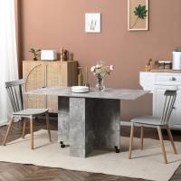 Mesa de Comedor Plegable Mesa de Madera con 2 Solapas 2 Estantes de Almacenaje y Ruedas para Cocina 75x140x74 cm Blanco - details 45