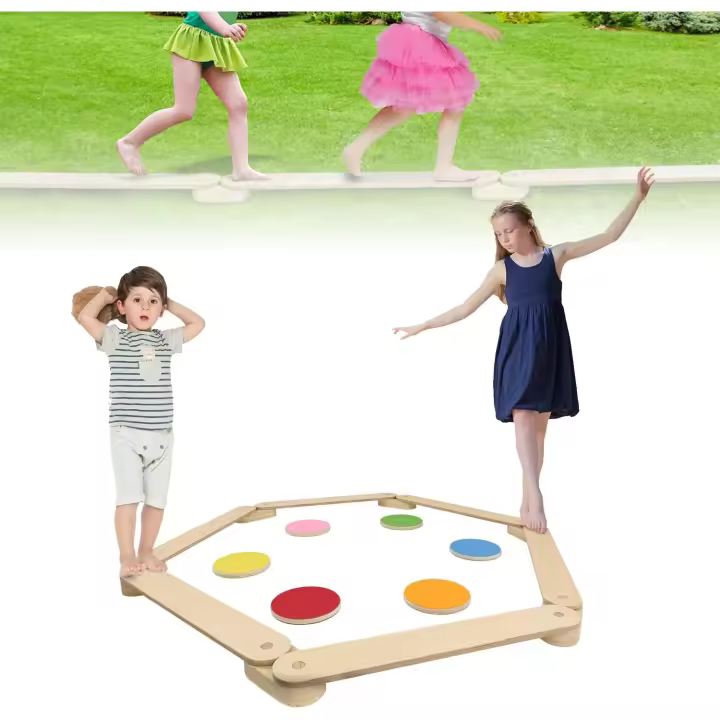 UISEBRT-Barra de equilibrio para niños, barra de equilibrio para niños de 3 a 7 años con 6 piedras de equilibrio - 1