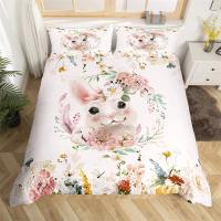 Juego de Ropa de Cama con Elefante y Flores para Bebé Animal de Dibujos Animados Lindo Cubierta de Edredón de Giraffe para Niñas y Niños - details 6