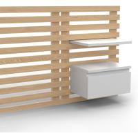 Cabecero colgante de cama de 240 cm con mesita de noche + cajón de madera clara y blanca - details 5