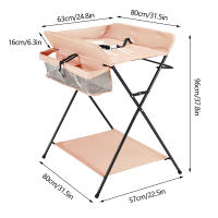 Cambiador plegable, altura ajustable, cambiador móvil con estera, cinturón de seguridad y compartimentos de almacenamiento - details 0