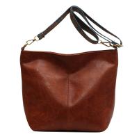 Bolso de hombro Vintage para mujer, bandolera de cuero PU de Color sólido, sencillo, con correa ancha, para ir de compras - details 19