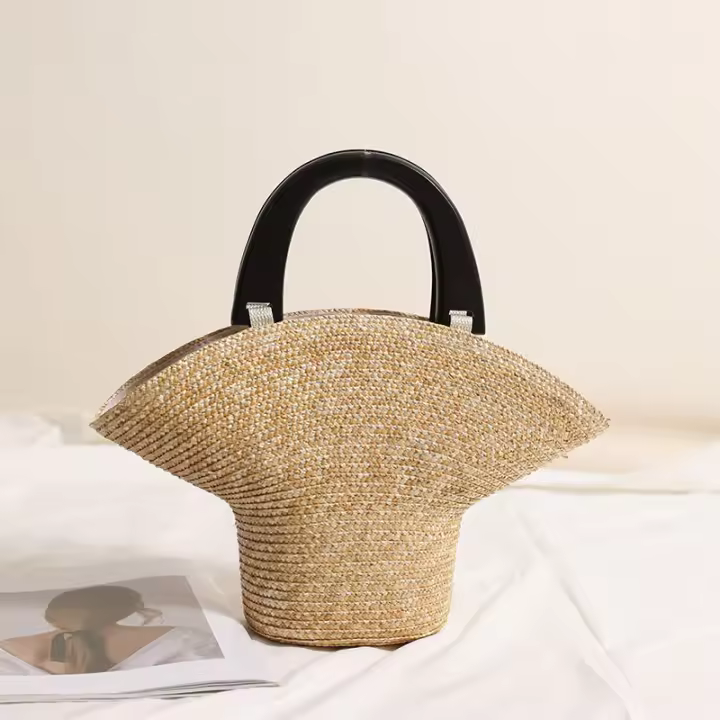 Bolso minimalista de paja de trigo fresca, estilo de vacaciones, bolso de playa versátil para mujeres - 1