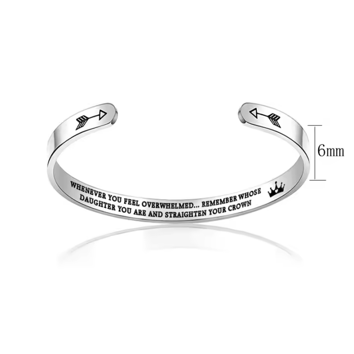 Apertura en forma de C, pulsera de acero de titanio, corona, anillo de pulsera inspirador - 1