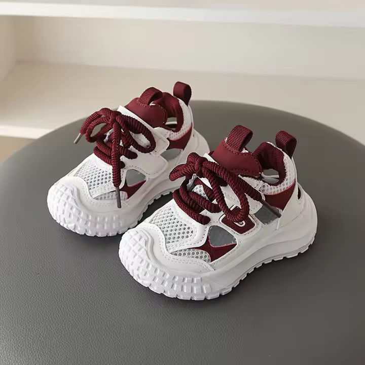 Sandalias Baotou para niños nueva malla de verano transpirable niños hueco Semi-sandalias antideslizante suela suave Baotou para mujer - 1