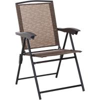 Silla plegable de terraza con respaldo reclinable a 4 niveles, textileno, marco de acero marrón - details 2