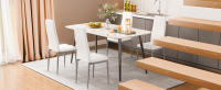 SucceBuy Juego de 4 sillas de comedor modernas, sillas laterales tapizadas de cuero con asientos acolchados y patas de metal resistentes, diseño que ahorra espacio para comedores o cocinas, color blanco - details 6