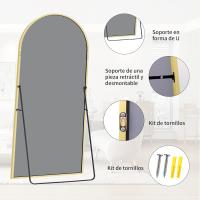 Espejo de Pie Curvado Grande Espejos de Pared con Marco de Oro Aluminio 161 x 52 cm - details 47