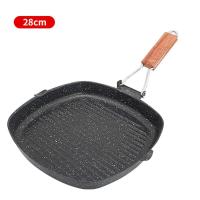 Sartén de fondo plano a rayas plegable para el hogar al aire libre, estufa de inducción de Gas antiadherente especial para freír carne - details 4
