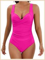 2024 ropa de playa lisa de una sola pieza plisada para mujer, nadadores, traje de baño para nadar, verano - details 9
