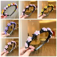 Horquilla coreana con flequillo doble, diadema con flores coloridas de princesa, aro de pelo ondulado para niños, diadema trenzada Kawaii con dientes para fiesta - details 0