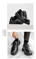 Zapatos derby de suela gruesa con punta cuadrada, zapatos negros de traje casual para jóvenes. - details 3