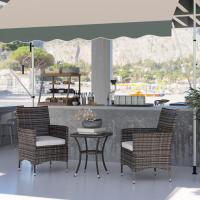 Conjunto de Muebles Ratán para Jardín Formado por 1 Mesa y 2 Sillones con Cojines Estructura de Metal y Ratán Marrón - details 7