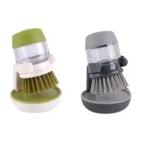 Cepillo de lavado de platos de cocina con dispensador de jabón líquido, accesorio de almacenamiento de fregado de olla compacta de mano - details 0