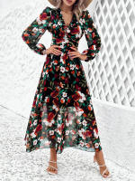 Vestido largo informal de verano para mujer, prenda de manga larga con escote en V, ahuecado en la espalda, Vintage, elegante, para fiesta en la playa, 2024 - details 16