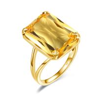 Anillo de Fingertip de Compromiso de Cristal de Citrina de Plata Esterlina 925 Real para Mujeres Joyería Femenina de Aniversario Dorado - details 1