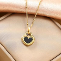 Colgante de amor de concha de doble cara premium de acero inoxidable Black King para mujer - details 0