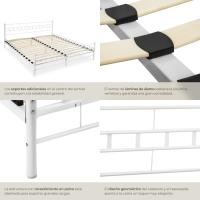 Cama de Boda de Acero Robusto Estructura de Acero con Somier de Láminas de Madera - details 13