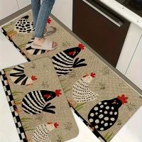 Alfombra de cocina de pollo de dibujos animados, alfombrilla de franela antideslizante lavable a máquina, adecuada para puerta de pasillo y cocina, 1 unidad - details 4