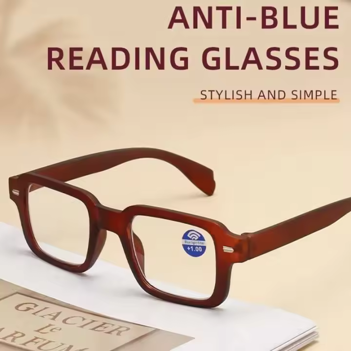 Gafas cuadradas de plástico para ordenador de lectura para mujer, luz azul, presbicia+1,0+1,5+2,0 - 1