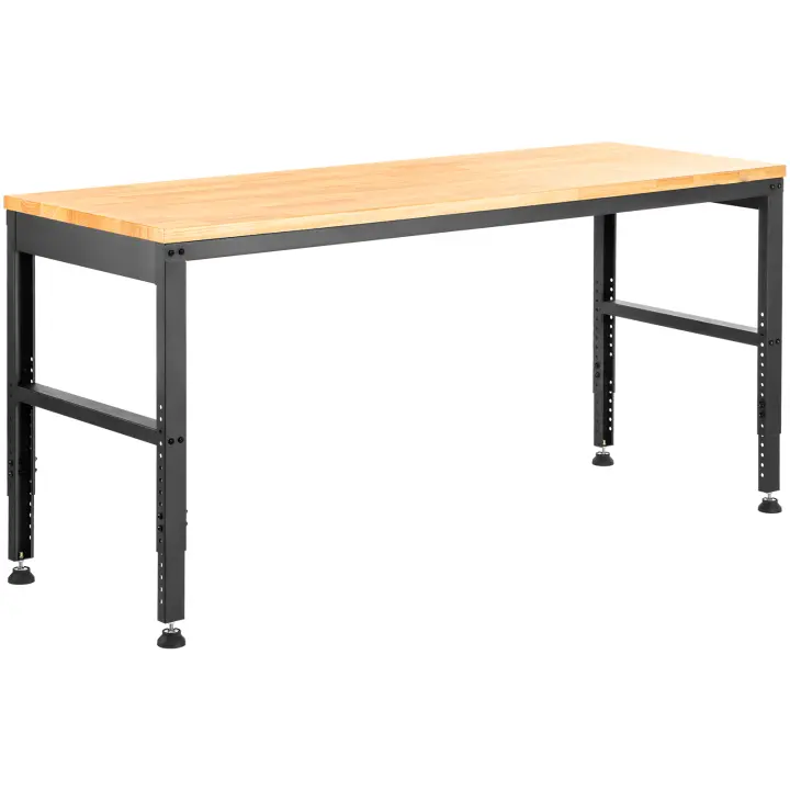 SucceBuy Banco de trabajo ajustable, tomas de corriente, tapa de madera dura, marco de metal, almohadillas para los pies, oficina/hogar/garaje - 1