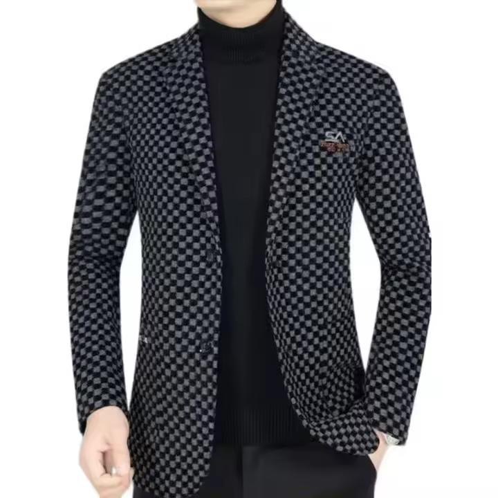 Traje Casual de Primavera 2025 Pieza Única para Hombres Maduros Chaqueta Delgada de Primavera y Otoño Traje de Papá Slim - 1