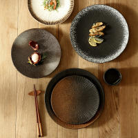 Plato de cerámica japonés Plato creativo Vajilla vintage para el hogar Plato creativo a rayas Plato de desayuno Plato de verduras - details 4