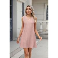 Nuevo Vestido informal de verano con cuello en V y Color sólido con cierre de palacio y bolsillo para mujer - details 14