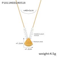 Collar de perlas elegante Colgante de concha suave Collar chapado en oro Joyería de lujo - details 1