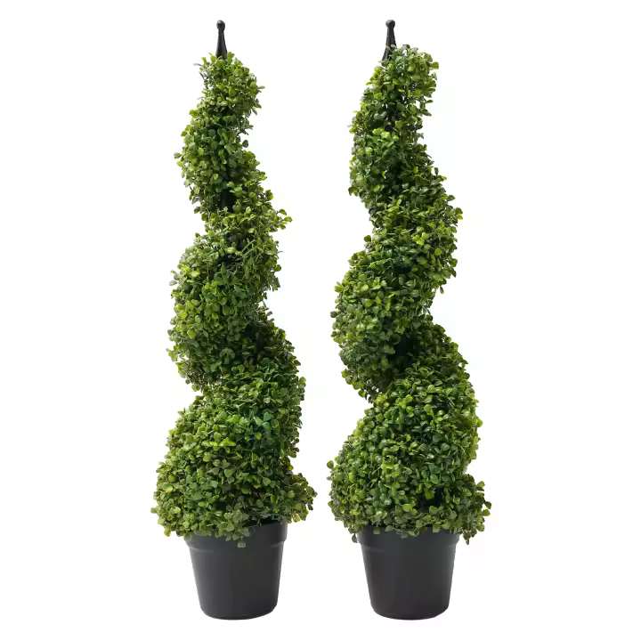 Planta en maceta de simulación en forma de torre de árbol en espiral de 2 piezas para decoración del hogar, vestíbulo, oficina, cocina, escuela, estudio, sala de estar 90 cm * 35,4 pulgadas - 1