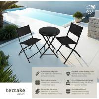 Conjunto Exterior de Jardín de Acero Resistente a la Intemperie 3 Piezas de Mesa y Sillas de Terraza con Patas Secado Rápido, Fácil Transporte - details 2