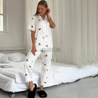 Conjunto de Pijama de Manga Corta para Mujer Pantalones de Hogar Sueltos en Talla Grande - details 0