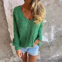 Suéteres de cuello en v para mujer, tops de punto informales - details 1