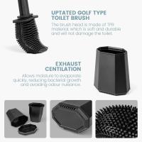Escobillas de Baño Negro Escobillero de Silicona, Cepillo Toilet Plana de Mango Largo, Escobilla WC Silicona, sin Esquinas Muertas, Montado en la Pared y Vertical para el Baño (Negro) - details 3