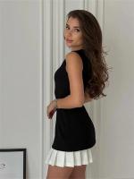 Minivestido plisado de retales para mujer, vestido corto elegante para ir al trabajo en la oficina, Vestidos ajustados sin mangas a la moda - details 3