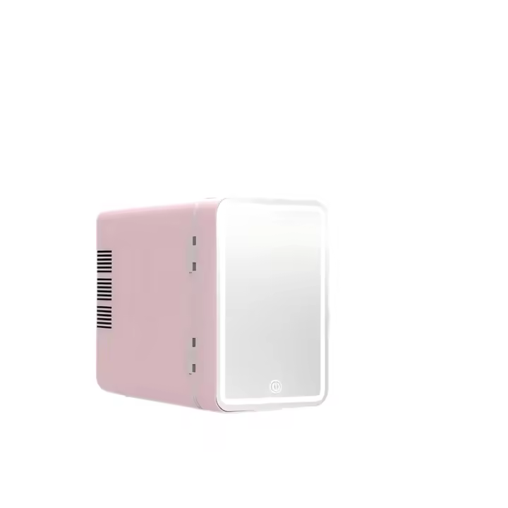 Mini refrigerador con espejo LED para habitación, 10 litros, 12 V/240 V, portátil, para cosméticos, con función de frío y calor, con enchufe para coche, para el cuidado de la piel, para maquillaje, para habitación pequeña. - 1