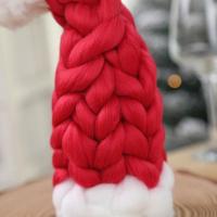 Sombrero de Navidad hecho a mano, cubierta para botella de vino, hilo grueso y suave, cubierta de champán de Navidad, decoraciones navideñas rojas y verdes para familia - details 4