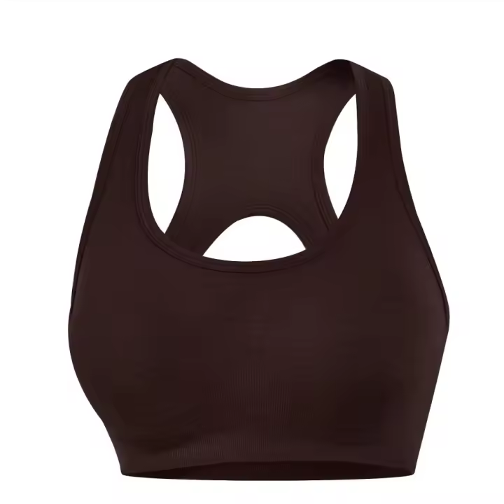 Sujetador Deportivo de Alta Soporte Sin Costuras, Cuello Halter, Abierto de Espalda, Ideal para Gimnasio, Fitness, Yoga Color Sólido - 1