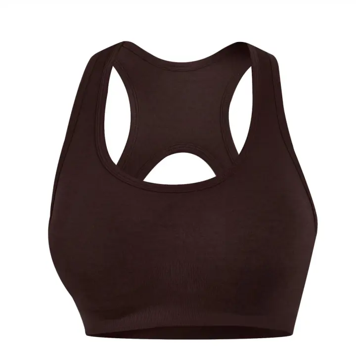 Sujetador Deportivo de Alta Soporte Sin Costuras, Cuello Halter, Abierto de Espalda, Ideal para Gimnasio, Fitness, Yoga Color Sólido - 1