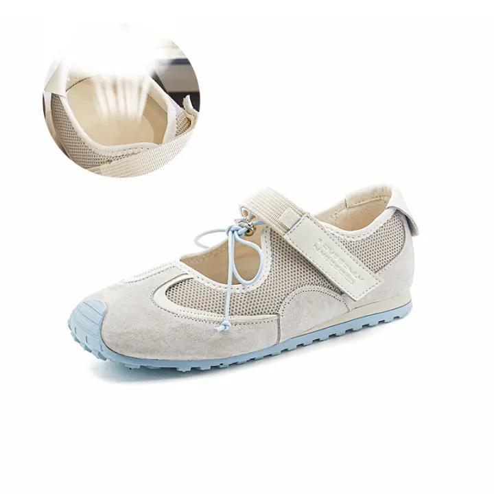 Zapatos Mary Jane de cuero nuevos con velcro, casuales, solo zapatos de ballet deportivos para mujer, zapatos de entrenamiento. - 1
