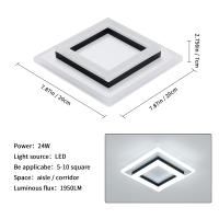 Plafón cuadrado acrílico Goeco luz blanca negra 24W 20cm 220V temperatura de color 6500K - details 0