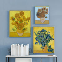Pintura de Van Gogh Noche Estrellada en Lienzo para Decoración de Pared Arte Deco con Irises y Girasol sobre el Río Rin Lienzo de Marca DHROOM - details 2