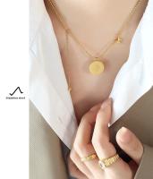 Collar con colgante de medalla con retrato de reina, cadena de clavícula salvaje para mujer, joyería de acero de titanio - details 3