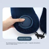 Almohada de viaje inflable en forma de U creativa, cojín de soporte para el cuello suave con presión manual, con bolsa de almacenamiento, almohadilla portátil para reposacabezas de coche - details 14