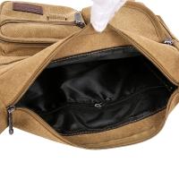 Bolso cruzado para hombre, lona Vintage, correas ajustables, múltiples bolsillos con cremallera, duradero, para senderismo al aire libre - details 2