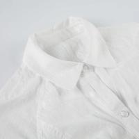 2025 Blusa abotonada de estilo francés para mujer, camisa elegante de manga corta a rayas, camisetas Fairycore de verano, ropa de calle para mujer - details 3